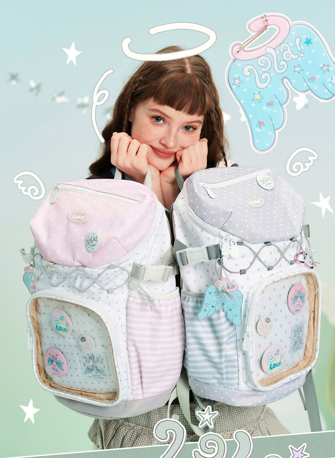Ita Backpack with Clear Display Pocket and Cord Detail