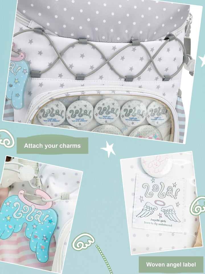 Ita Backpack with Clear Display Pocket and Cord Detail