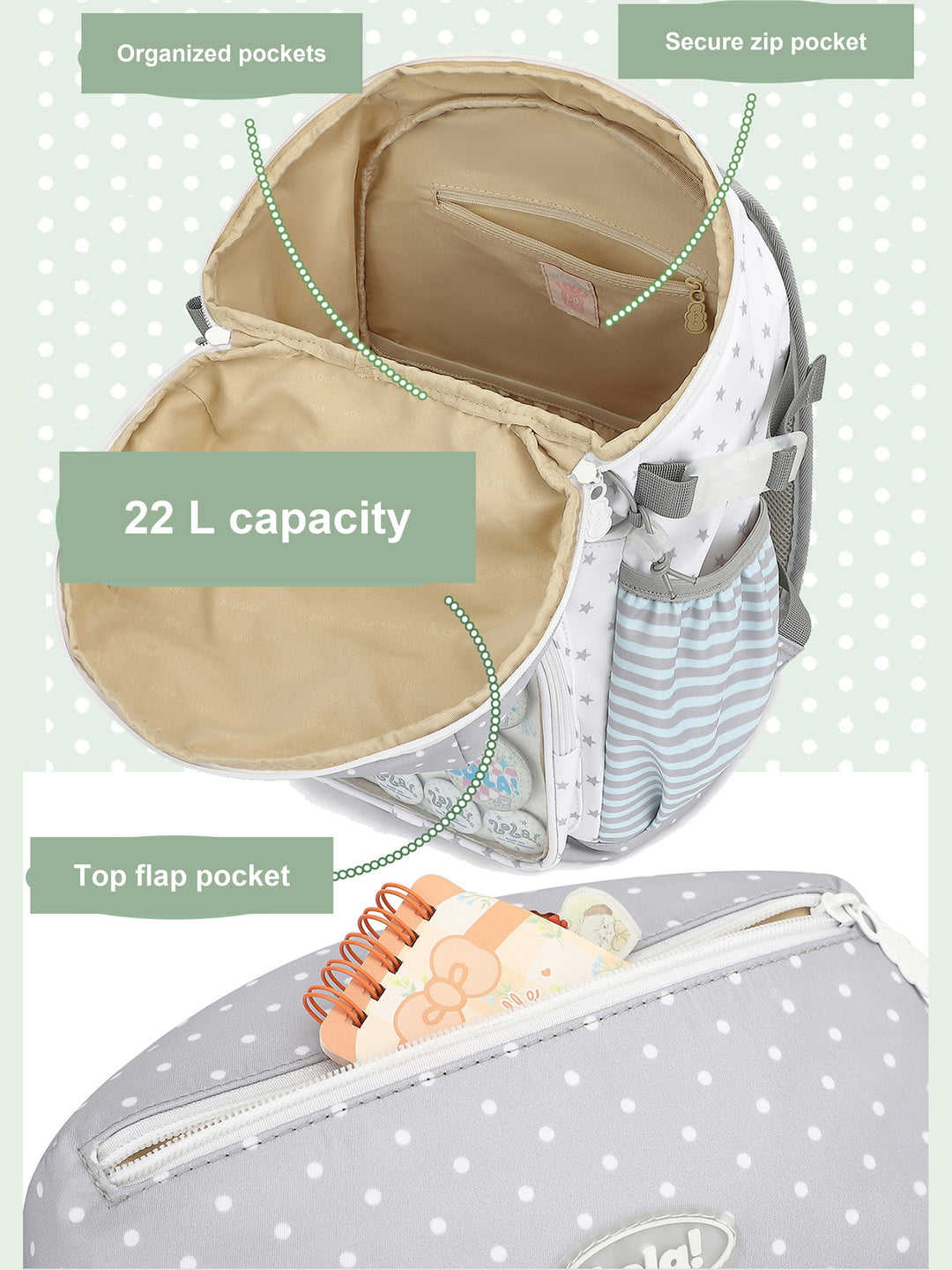 Ita Backpack with Clear Display Pocket and Cord Detail