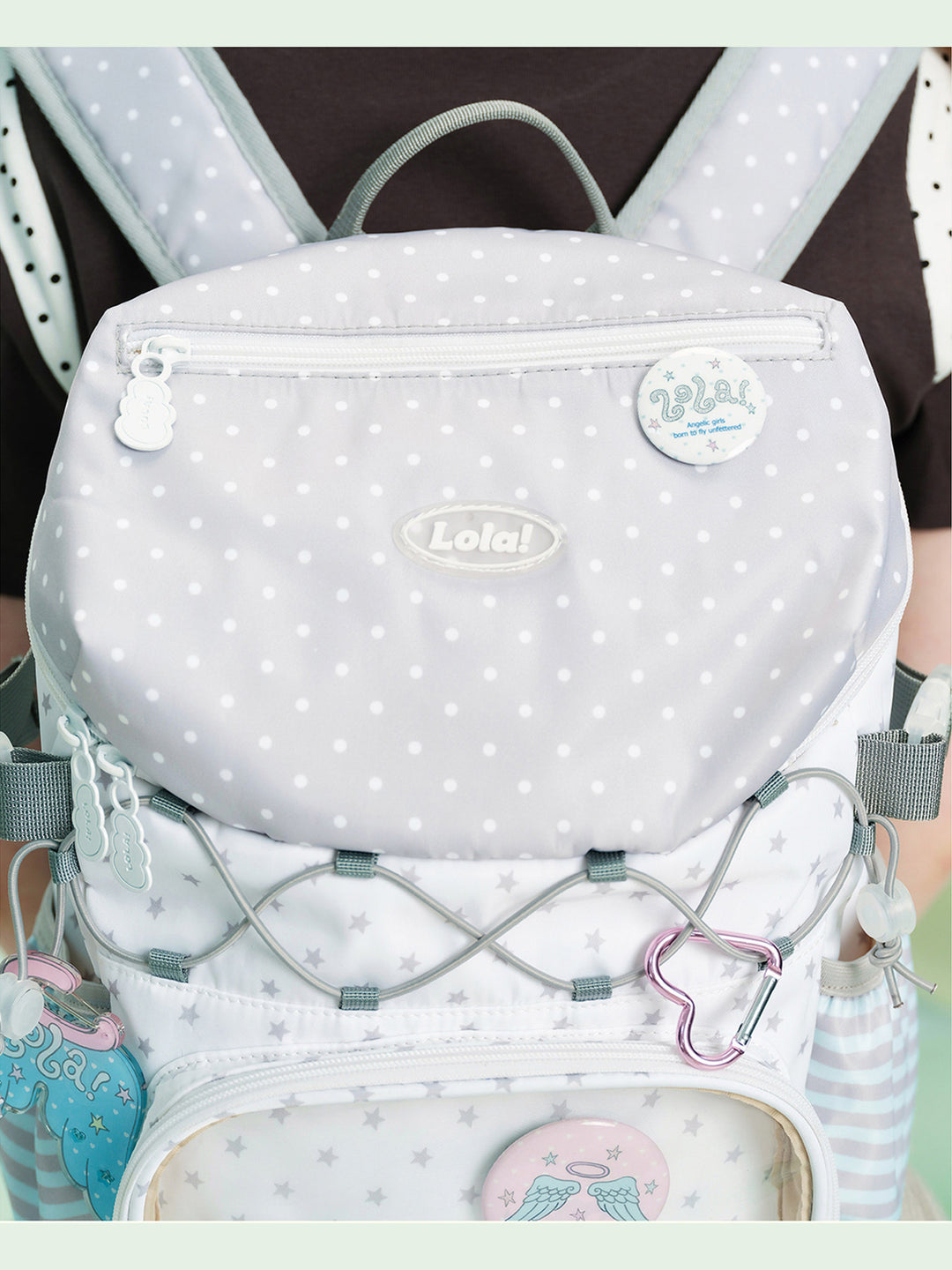 Ita Backpack with Clear Display Pocket and Cord Detail
