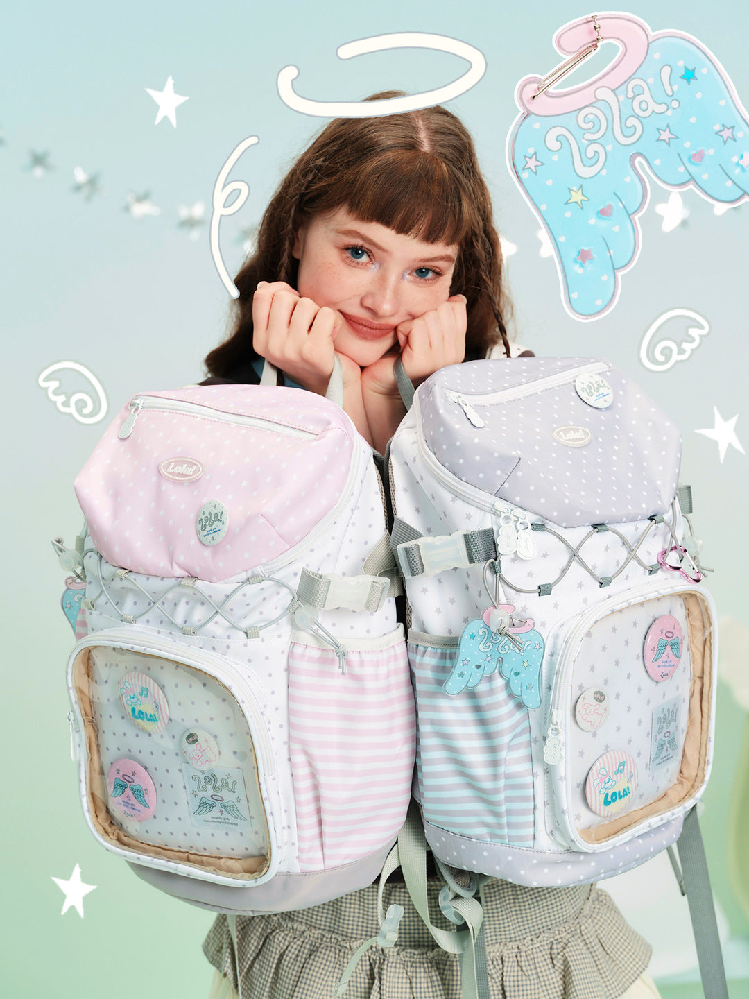 Ita Backpack with Clear Display Pocket and Cord Detail