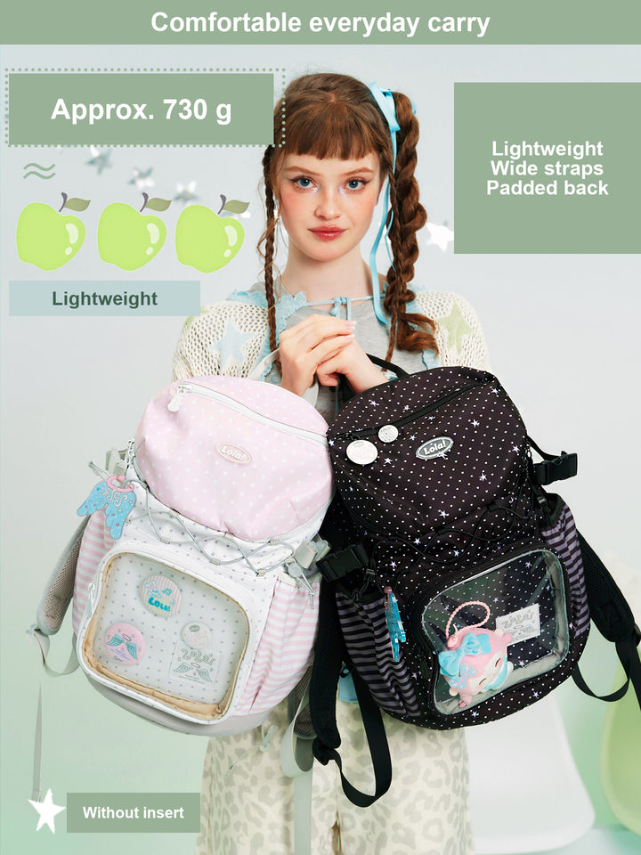 Ita Backpack with Clear Display Pocket and Cord Detail