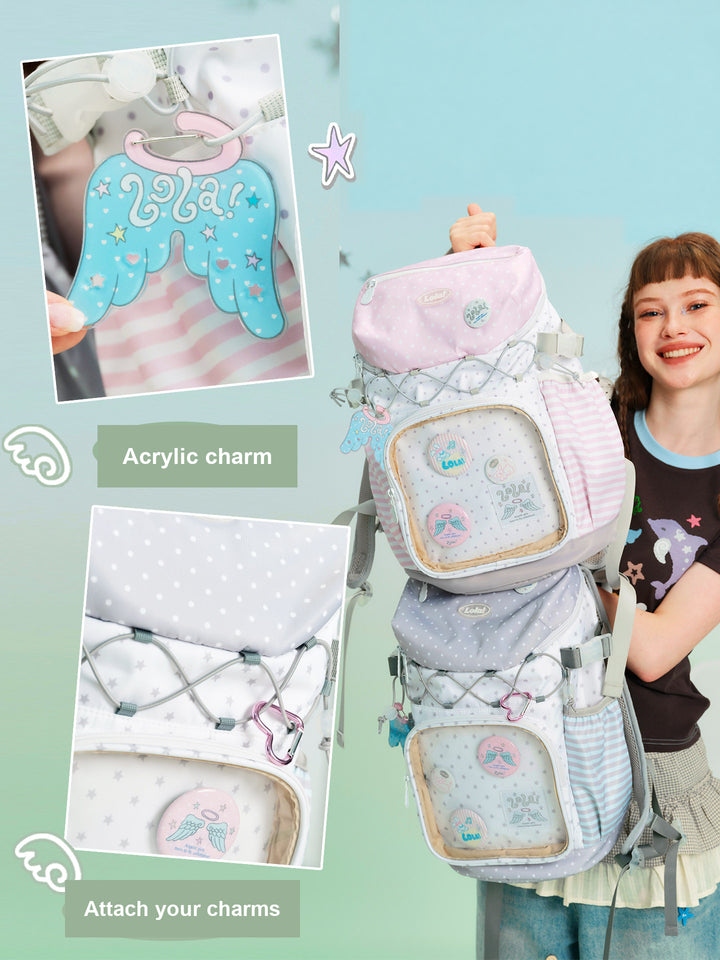 Ita Backpack with Clear Display Pocket and Cord Detail