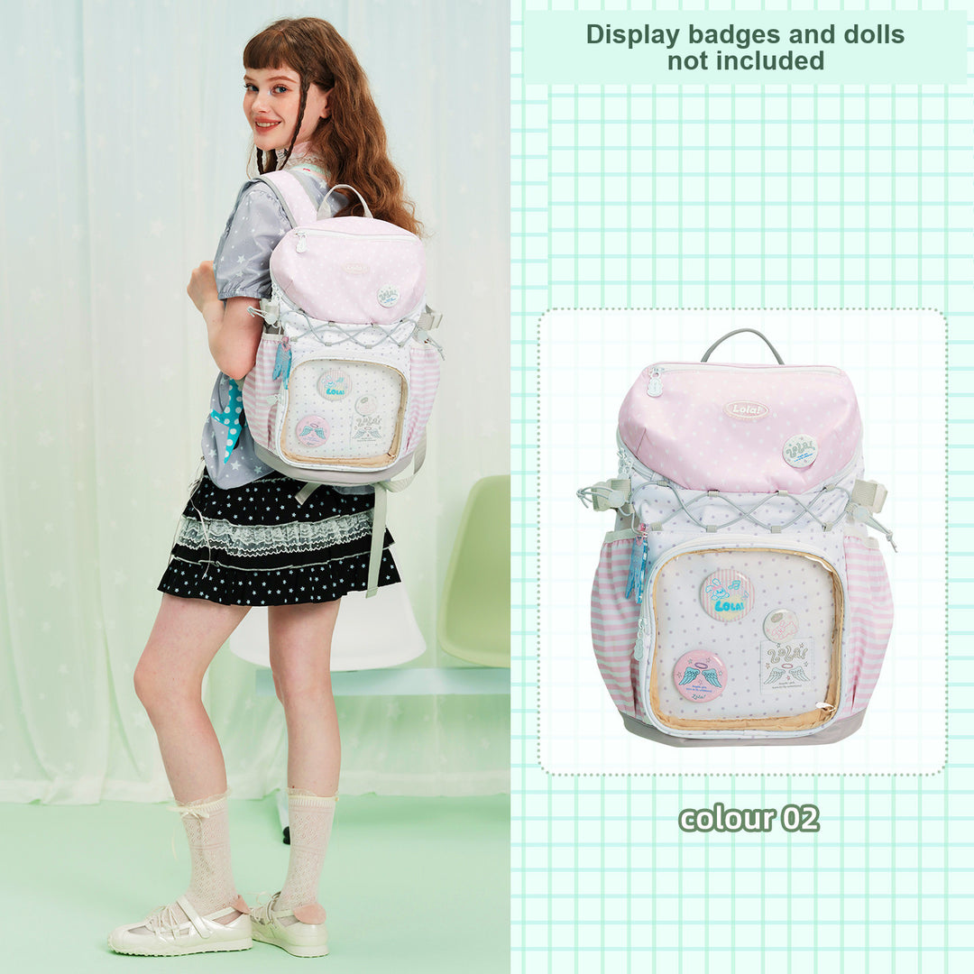 Ita Backpack with Clear Display Pocket and Cord Detail