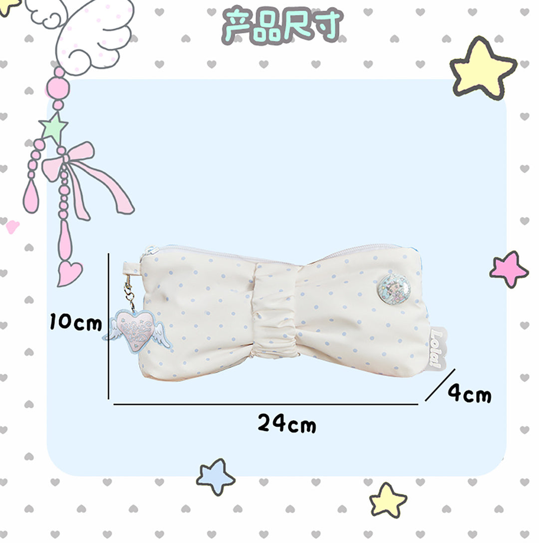 Polka Dot Bow Zip Pencil Case