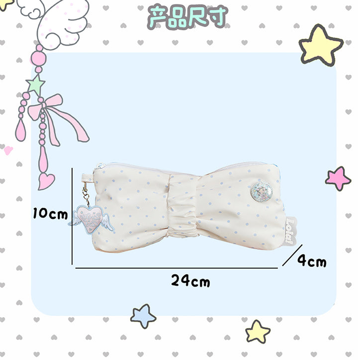 Polka Dot Bow Zip Pencil Case