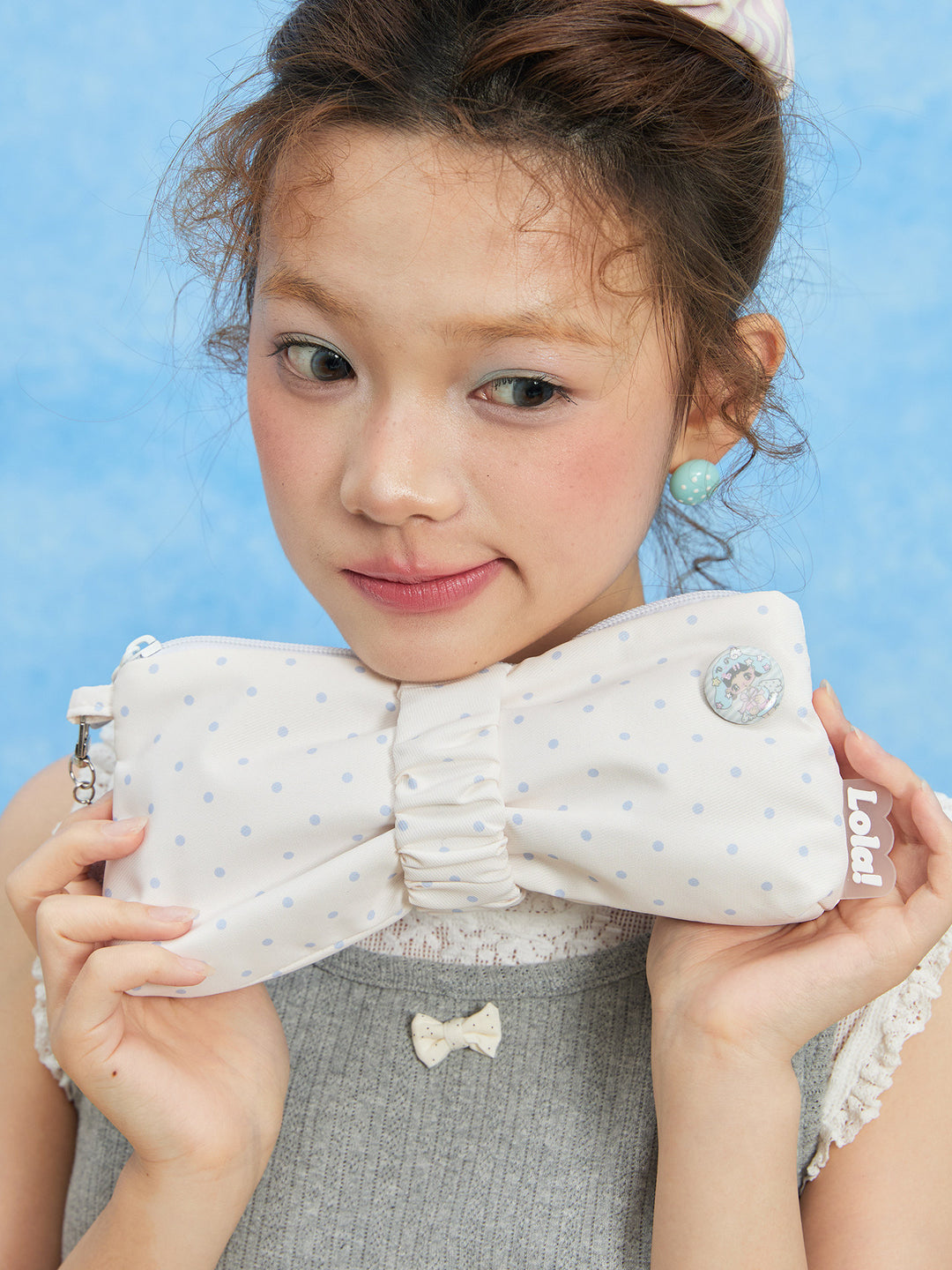 Polka Dot Bow Zip Pencil Case
