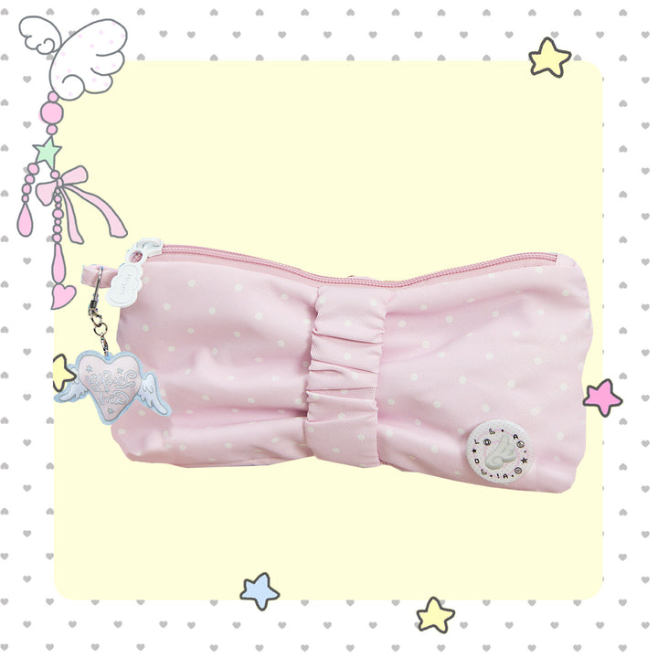 Polka Dot Bow Zip Pencil Case