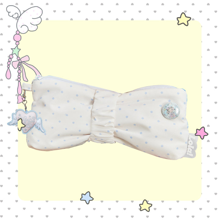 Polka Dot Bow Zip Pencil Case