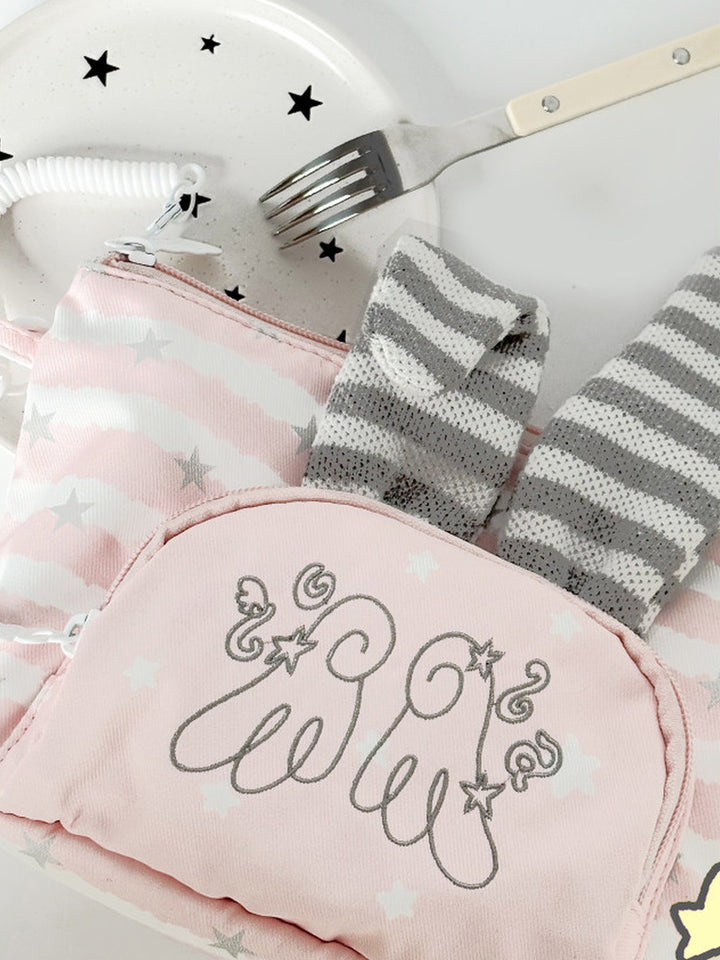 Rabbit Ear Cosmetic Pouch with Star and Stripe Pattern