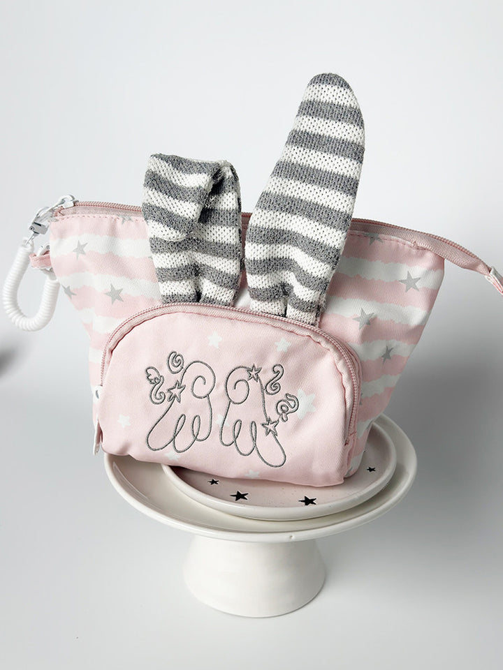 Rabbit Ear Cosmetic Pouch with Star and Stripe Pattern