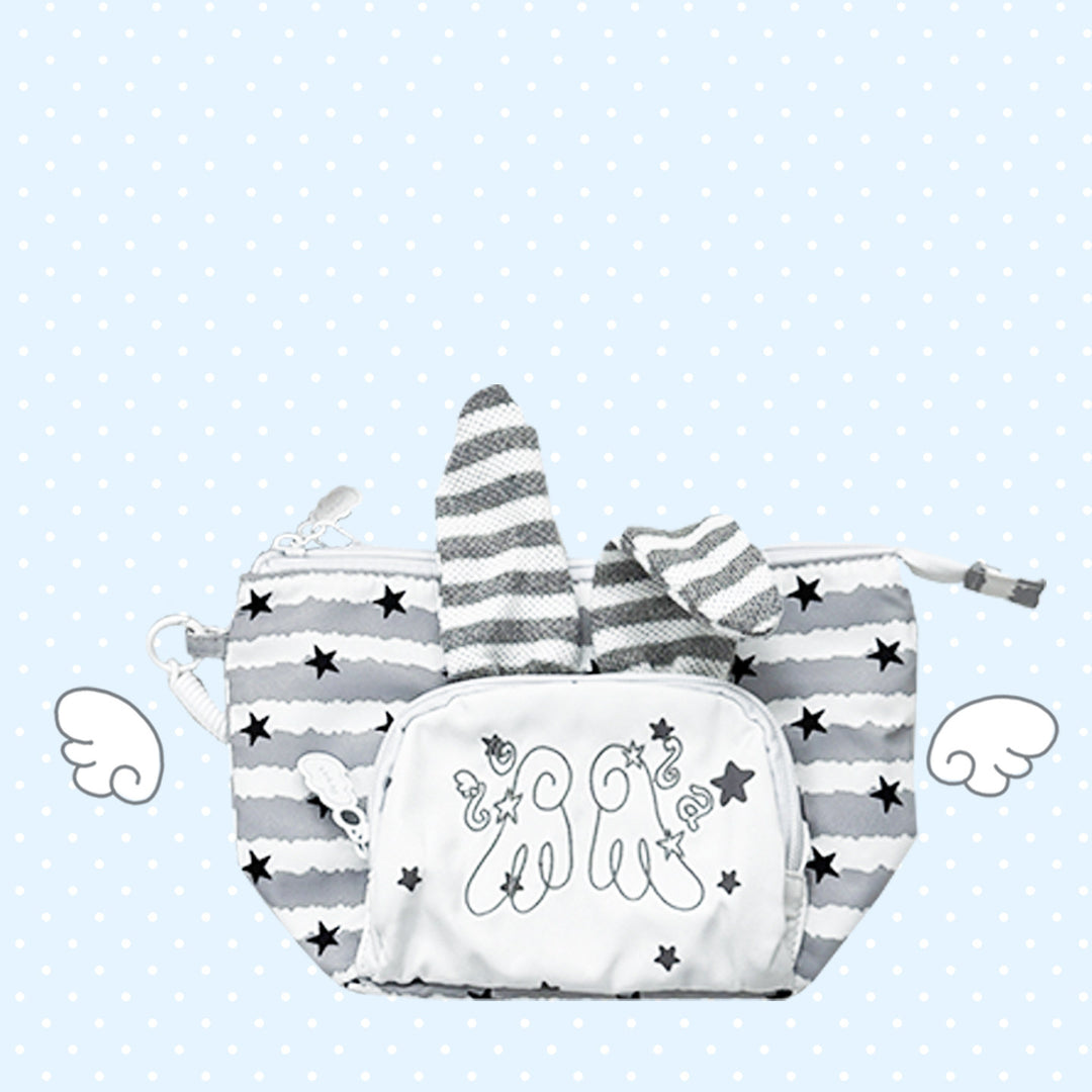 Rabbit Ear Cosmetic Pouch with Star and Stripe Pattern