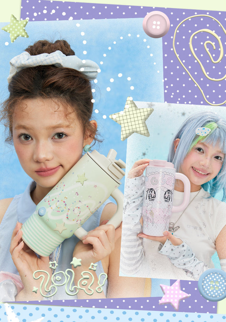 Kawaii Starry-Eyed Tumbler with Handle