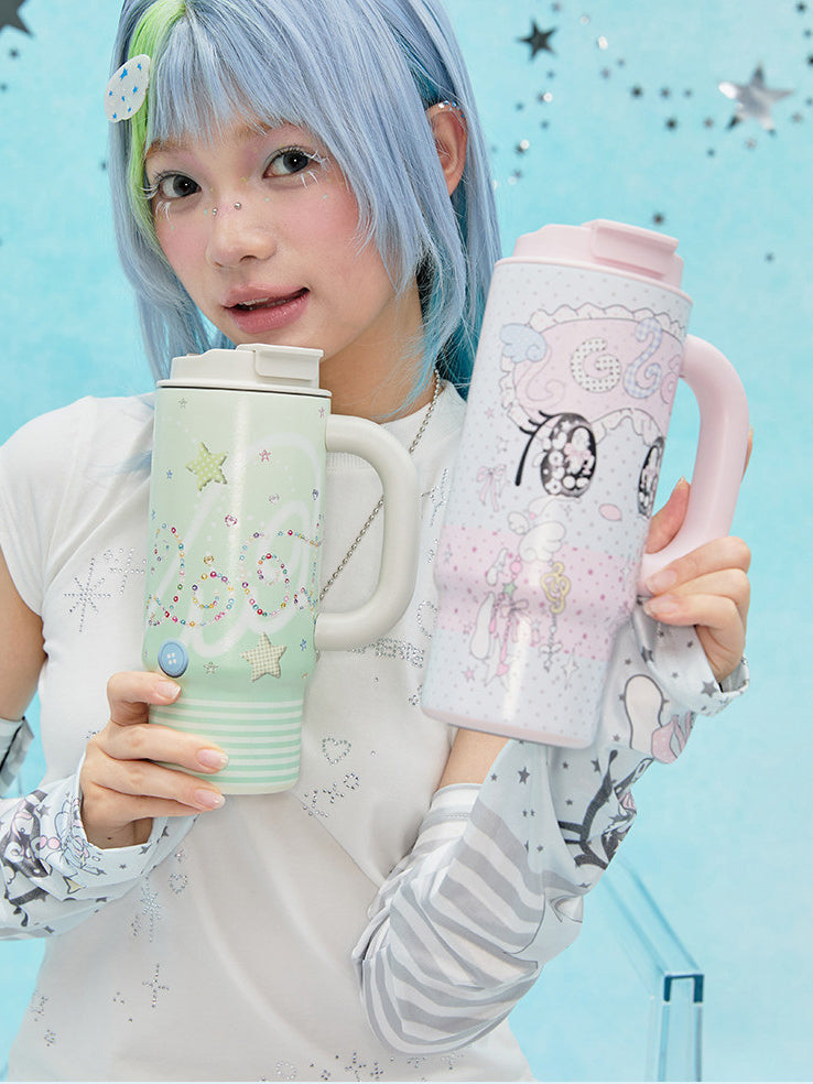 Kawaii Starry-Eyed Tumbler with Handle