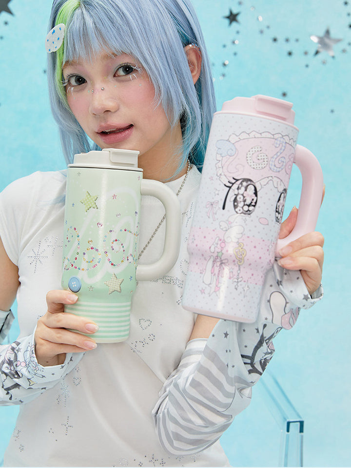 Kawaii Starry-Eyed Tumbler with Handle