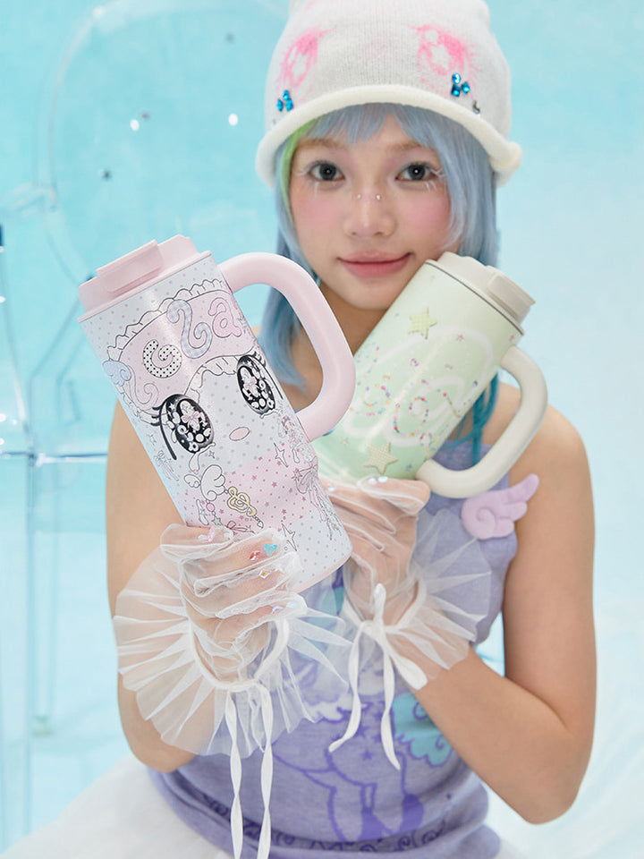 Kawaii Starry-Eyed Tumbler with Handle