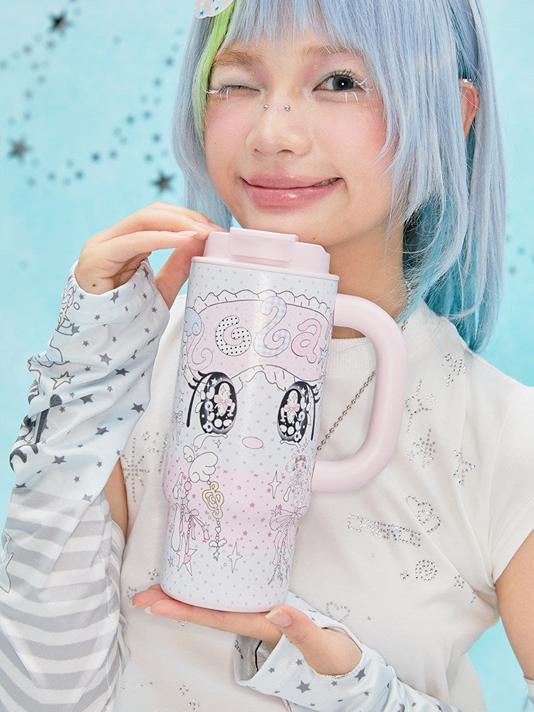 Kawaii Starry-Eyed Tumbler with Handle