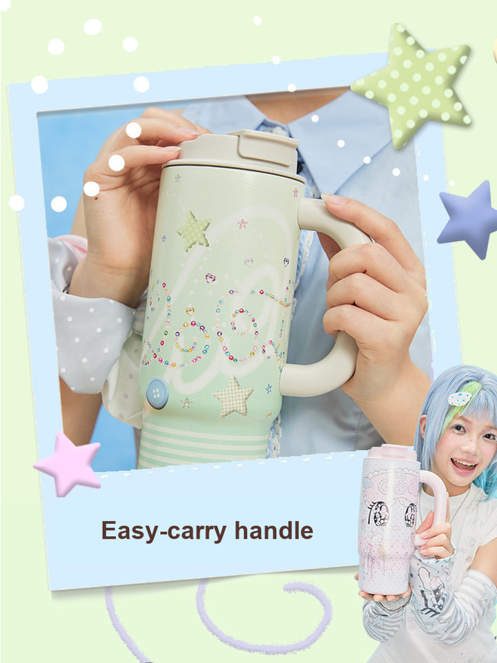 Kawaii Starry-Eyed Tumbler with Handle