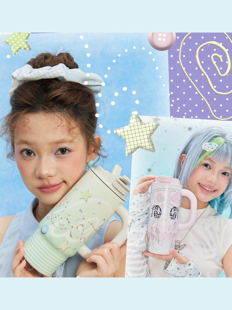 Kawaii Starry-Eyed Tumbler with Handle