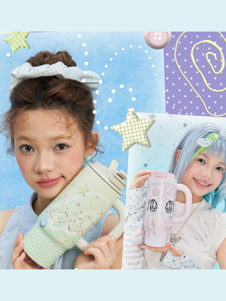 Kawaii Starry-Eyed Tumbler with Handle