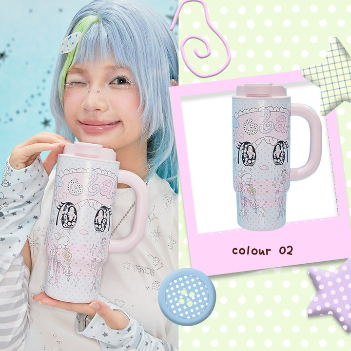 Kawaii Starry-Eyed Tumbler with Handle