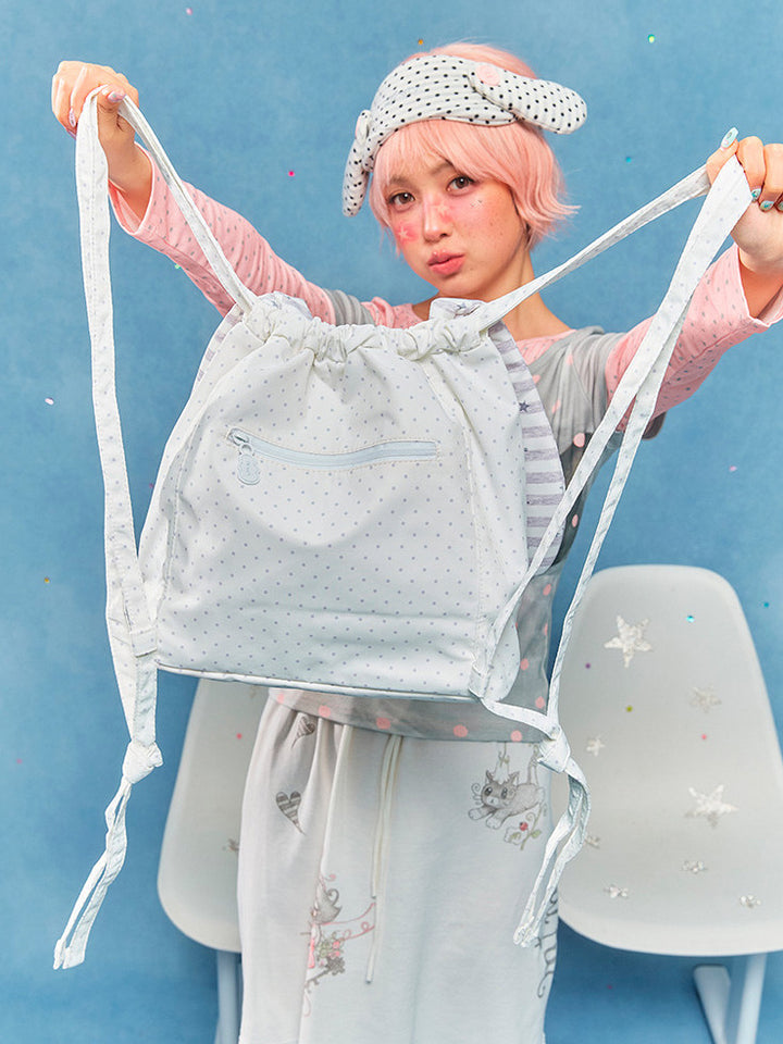 Animal Ear Drawstring Ita Bag with Clear Display Window