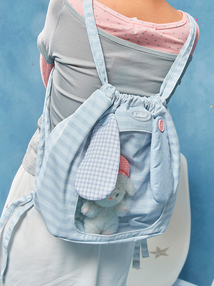 Animal Ear Drawstring Ita Bag with Clear Display Window