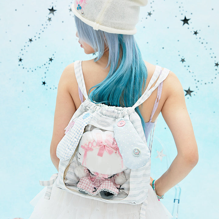 Animal Ear Drawstring Ita Bag with Clear Display Window