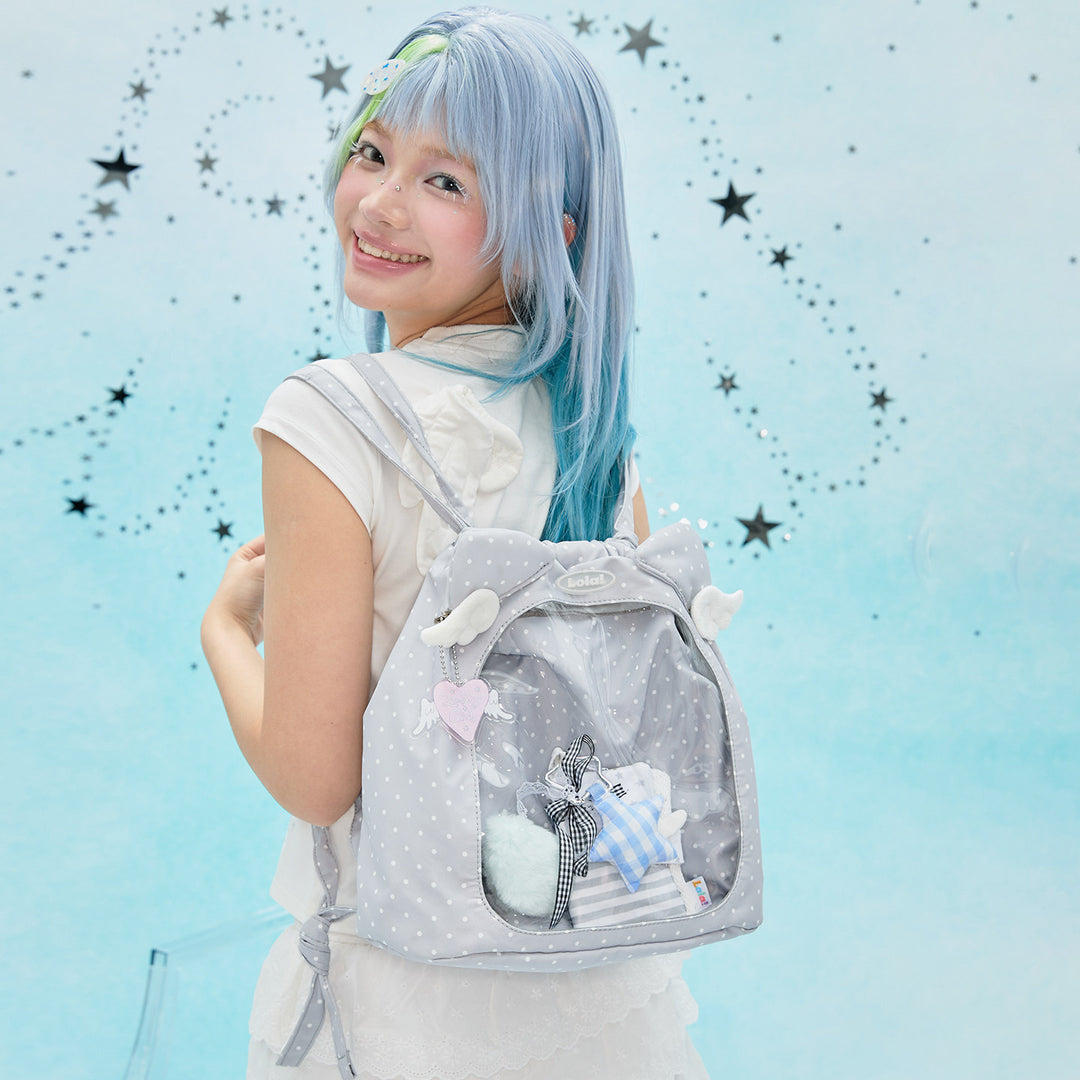 Animal Ear Drawstring Ita Bag with Clear Display Window