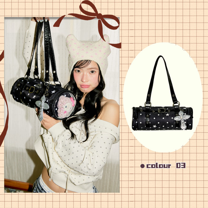 Barrel Ita Shoulder Bag with Side Display