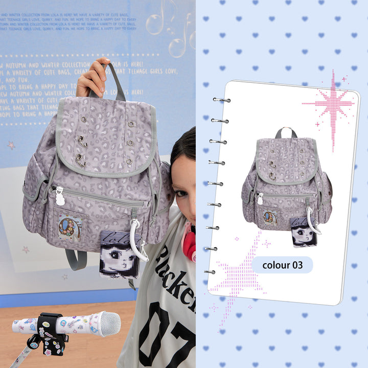 Drawstring Flap Backpack with Card Pocket