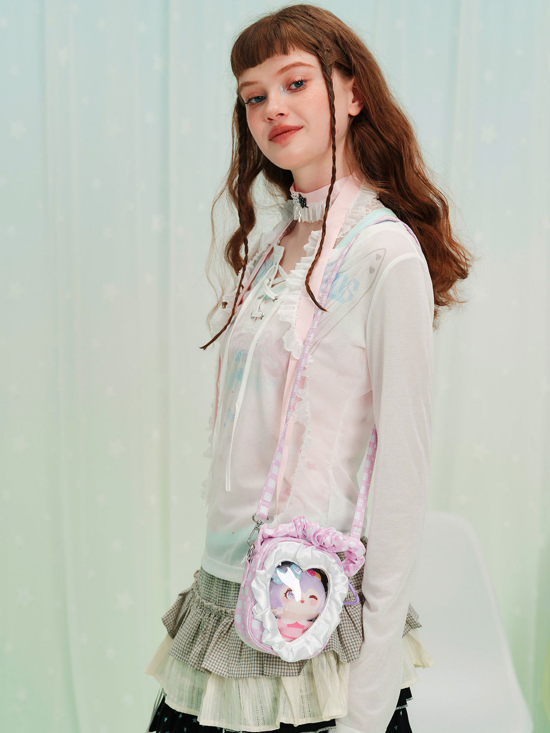 Ruffle Heart Window Mini Ita Bag