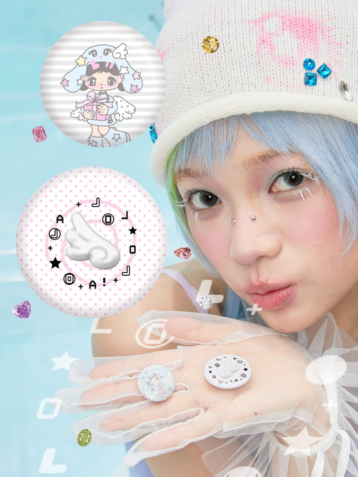 Pastel Illustrated Round Pin Badge