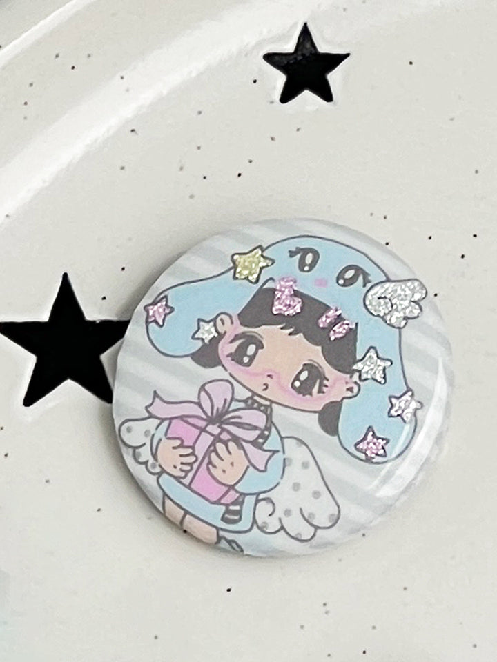 Pastel Illustrated Round Pin Badge
