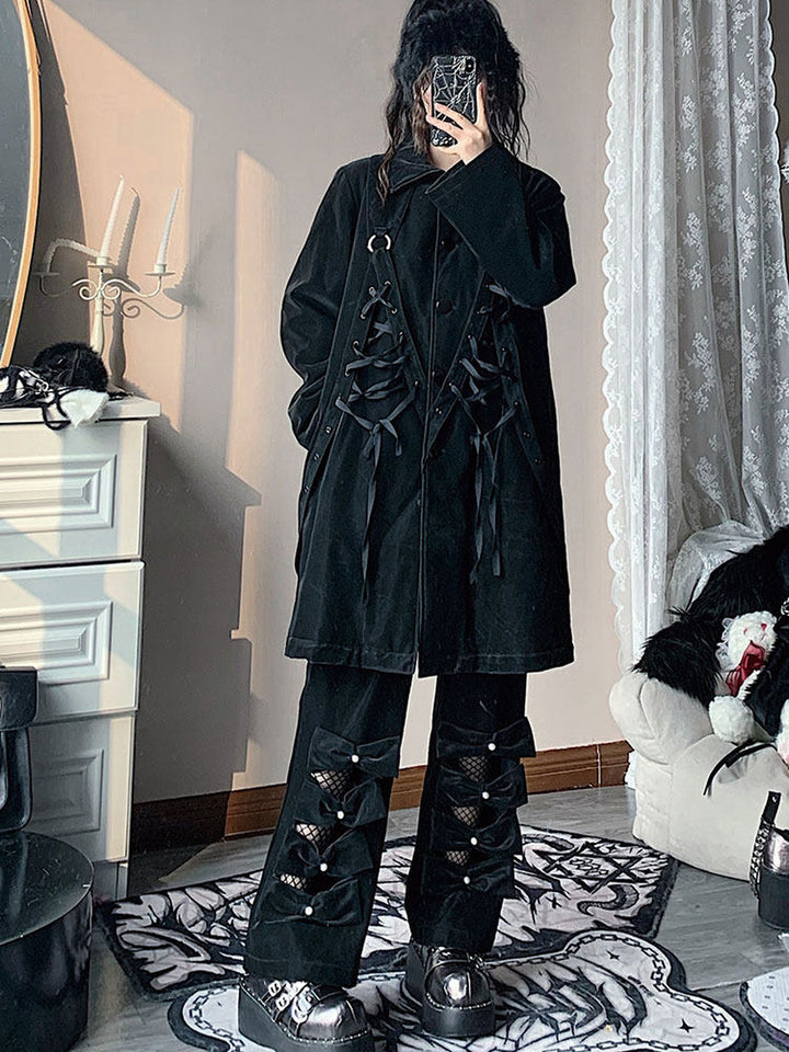 Gothic Lace-Up Longline Coat