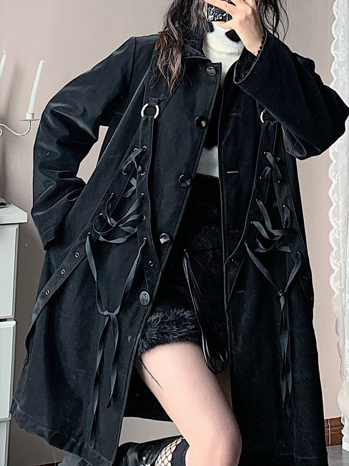 Gothic Lace-Up Longline Coat