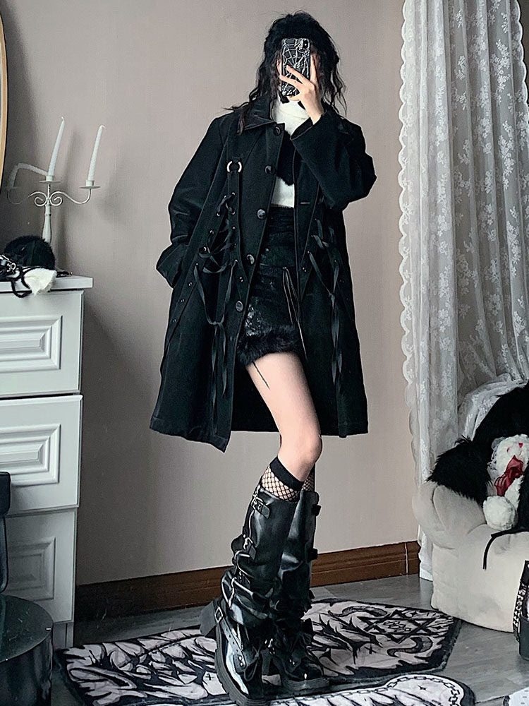 Gothic Lace-Up Longline Coat