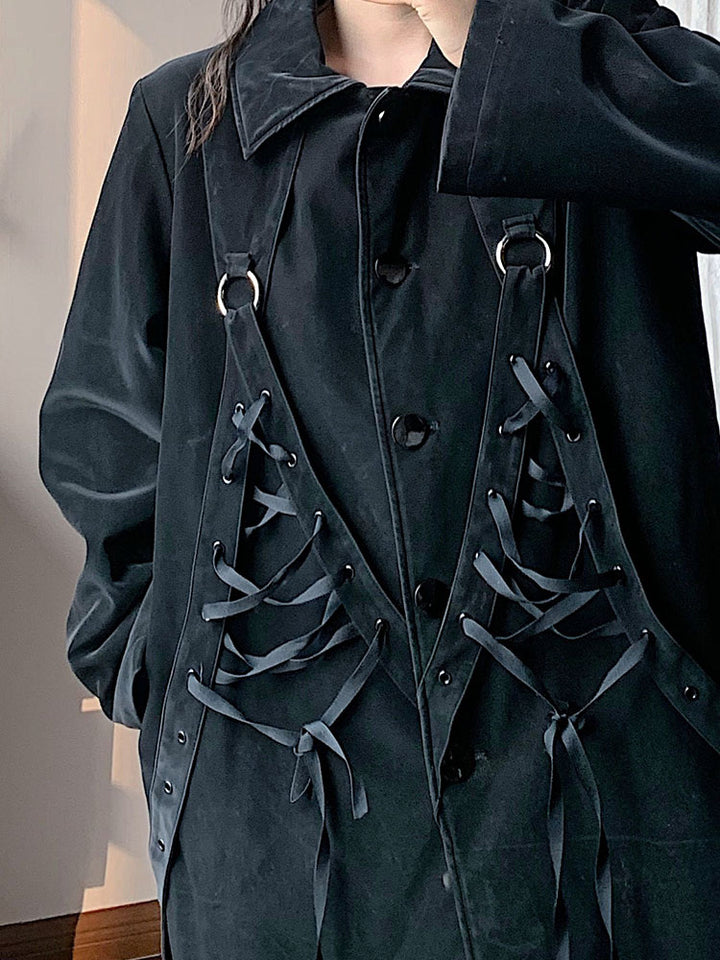 Gothic Lace-Up Longline Coat