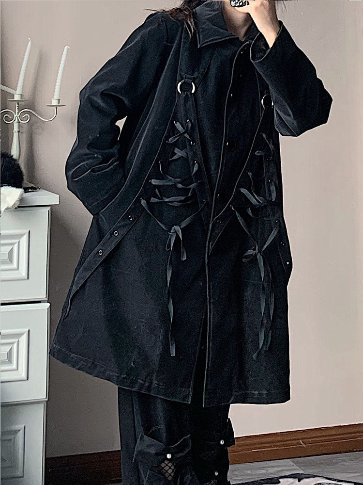 Gothic Lace-Up Longline Coat