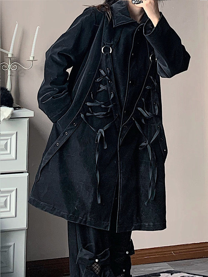 Gothic Lace-Up Longline Coat