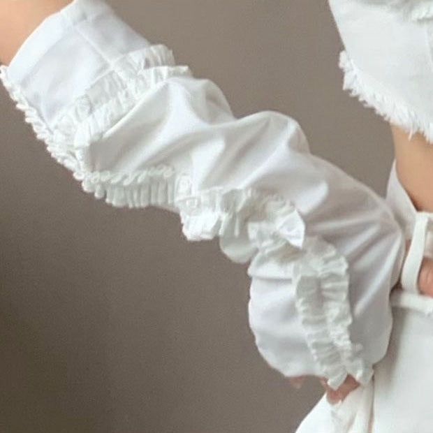 Y2K Ruffle Fingerless Arm Warmers