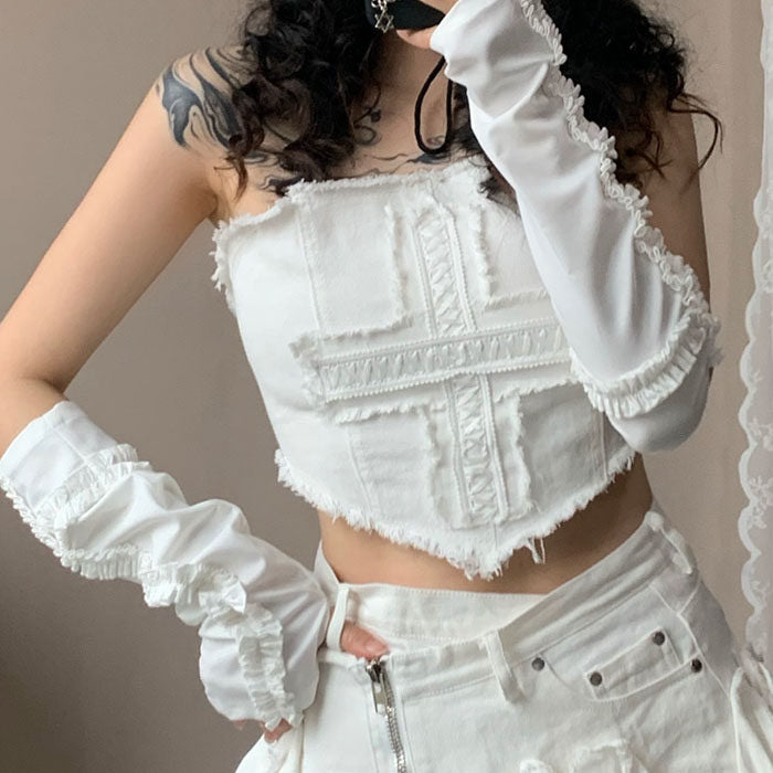 Y2K Ruffle Fingerless Arm Warmers