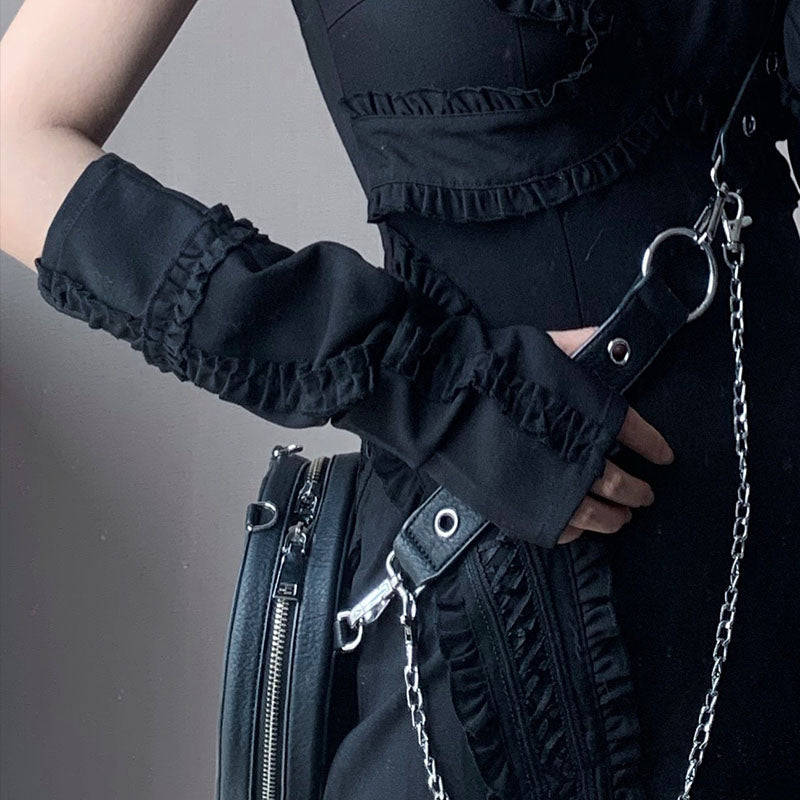 Y2K Ruffle Fingerless Arm Warmers