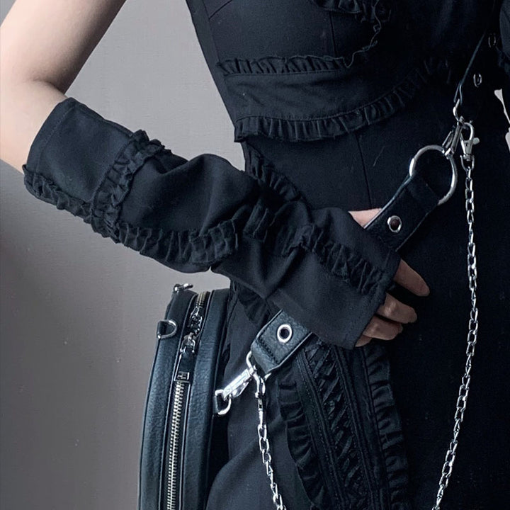 Y2K Ruffle Fingerless Arm Warmers