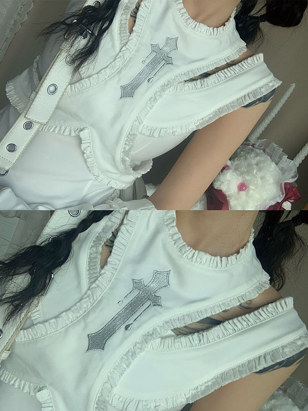 Gothic Layered Shoulder Cutout Mini Dress