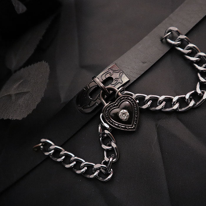 Gothic Heart Lock Chain Choker