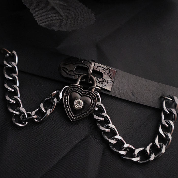 Gothic Heart Lock Chain Choker