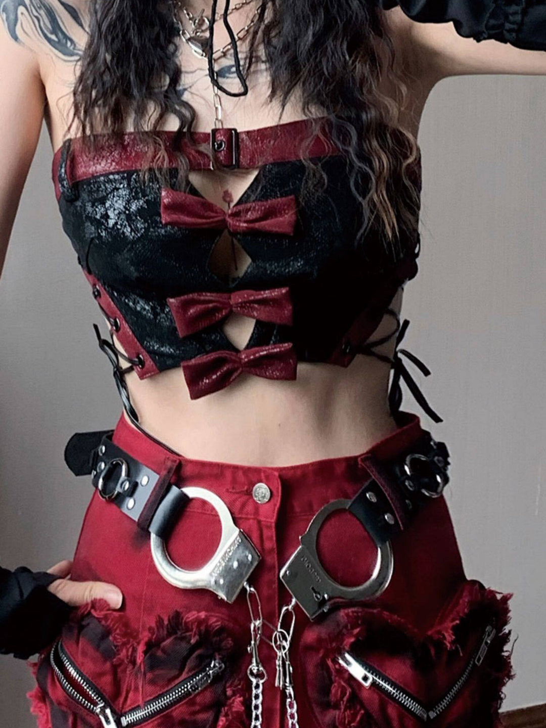Gothic Bow Cutout Corset Top