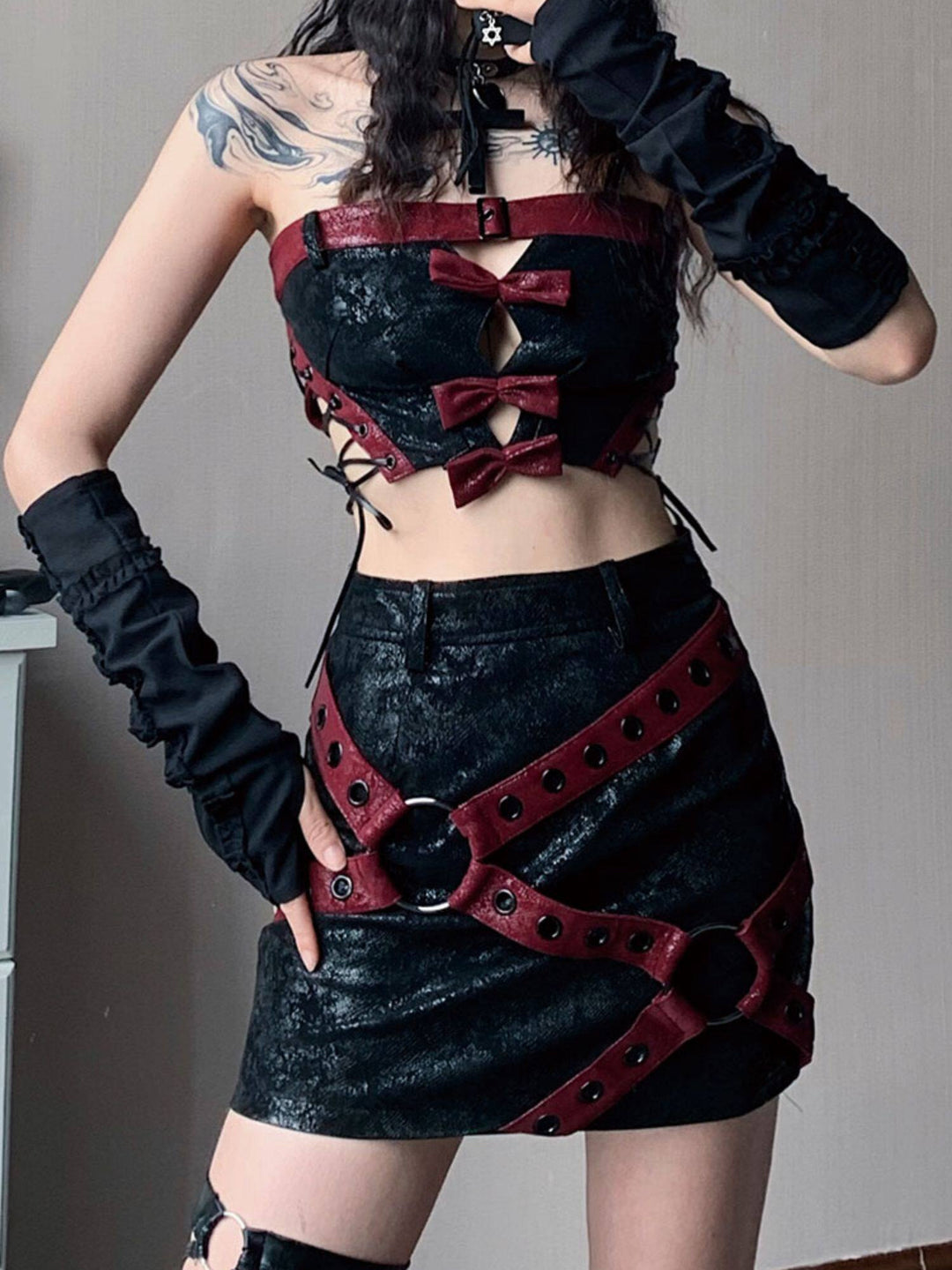 Gothic Bow Cutout Corset Top