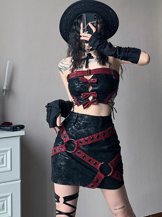 Gothic Bow Cutout Corset Top